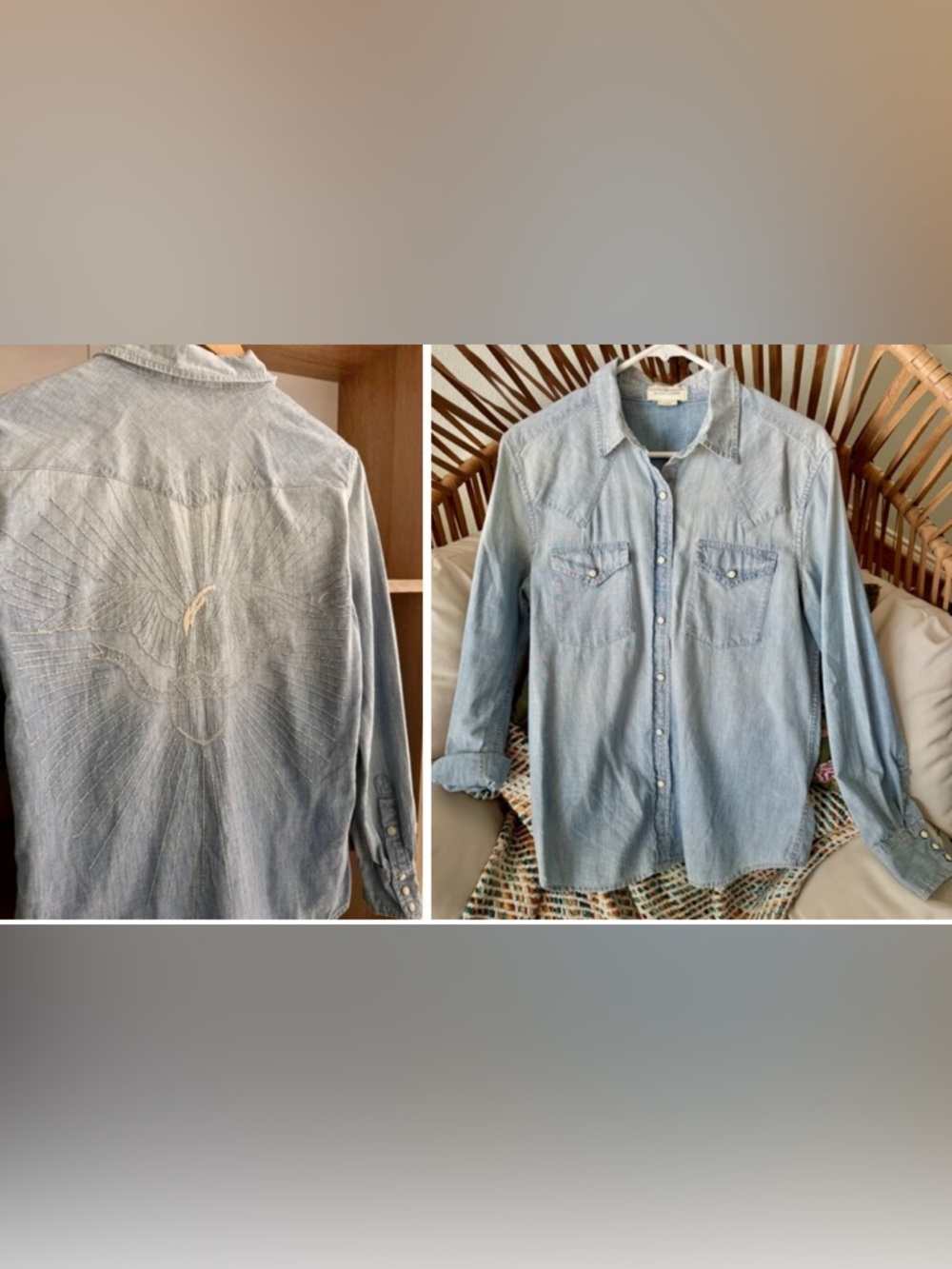 Vintage Denim & Supply Ralph Lauren Eagle Embroidered Chambray Shirt – M – NWOT